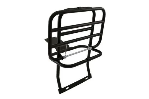 Portapacchi posteriore RMS Classic 142800001 nero per Vespa P e PX 125, 150 e 200, con piano ribaltabile assistito da molla.