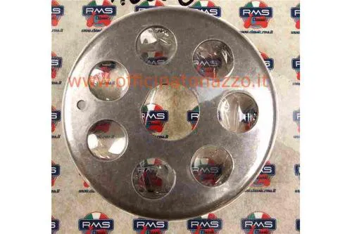 Campana frizione RMS 100260240 a sette molle per Vespa PX e PE 200, trattata a induzione sulle sedi dei dischi. Riferimento Piaggio 2458295.