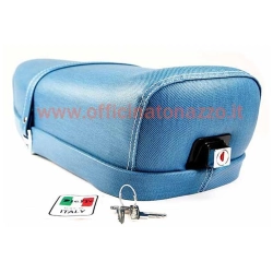 Sella biposto a molle colore "blue jeans" per Vespa 50 - Primavera - ET3 (con serratura)