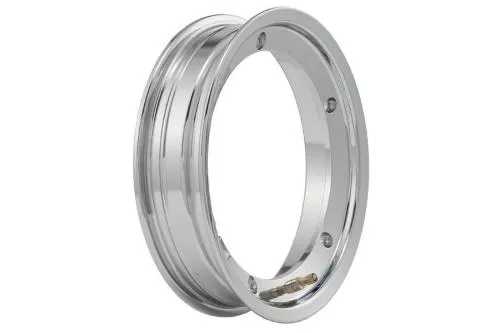 Cerchio SIP 81063100 cromato 2.10x10, ET 5,5 mm, PCD 5/220 mm, foro 202 mm e valvola premontata. GTIN 4260335256671, KBA 51612.