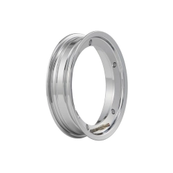 Cerchio SIP 81063100 cromato 2.10x10, ET 5,5 mm, PCD 5/220 mm, foro 202 mm e valvola premontata. GTIN 4260335256671, KBA 51612.
