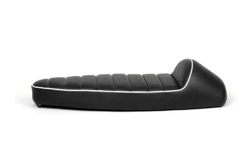 Sella sportiva SPAQ Fastback 2.0 7671577N nera con bordino bianco e base in acciaio per Vespa PK S e PK XL.