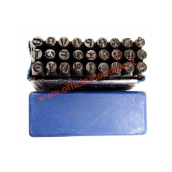 Set TOPTUL NGAW2705 con 27 punzoni A-Z e &, altezza 5 mm, acciaio cromo-vanadio, stelo 7,93 mm e custodia rigida.