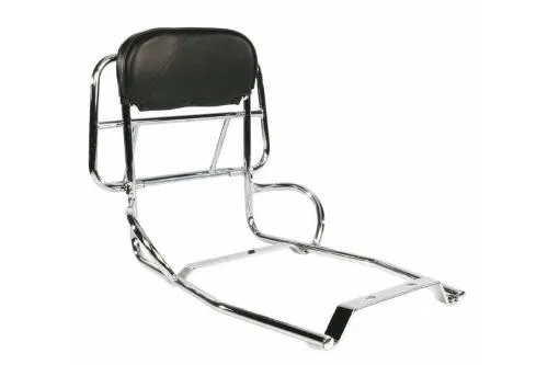 Portapacchi posteriore Cuppini cromato per Vespa PX, PE, Lusso e T5 Classic, con piano ribaltabile 38 x 25 cm e poggiaschiena.