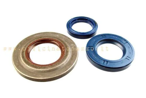 Kit paraoli CIF 6649-V per Vespa PX: Viton lato frizione 31x62,1x5,8/4,3, volano 24x35x6, mozzo 30x47x6 e O-ring.