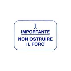 Adhesivo Vespa «Importante, no tapar el orificio» color azul.