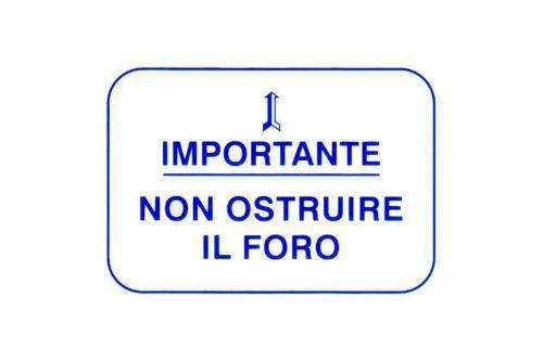 Adesivo Vespa "Importante, non ustruire il foro" colore blu.