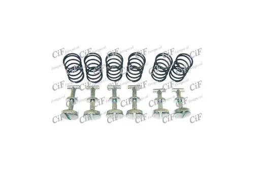 Kit CIF 8816 per fiancatine Piaggio Ciao PX: 6 molle, 2 ritegni corti e 4 lunghi. Ricambio distinto dalla serie per Si e Bravo.