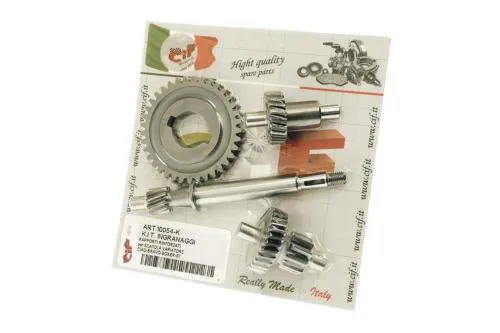 Kit CIF 10054-K per mozzo con variatore Piaggio Ciao, Si, Bravo e Boxer: alberino Z10, ruota Z37, doppio Z10-Z29 e ozioso Z23.