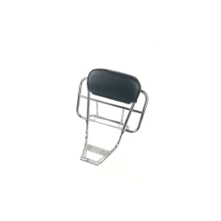 Portapacchi posteriore cromato con schienale per Vespa GT, GTR, Sprint, GL, Super, TS, VNB4T-VNB6T, VBA, VBB e PX.