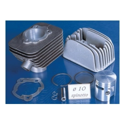 Gruppo termico Polini 140.0065/10 in ghisa per Piaggio Ciao: 63 cc, alesaggio e corsa 43 mm, spinotto da 10 mm e regime dichiarato 8.400 giri/min.