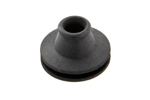 Gommino posteriore forato per scatola carburatore Vespa PX con miscelatore, T5 e Cosa. Protegge il passaggio della vite miscela e chiude la sede.