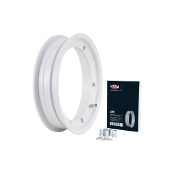 Cerchio SIP Tubeless 81059100 bianco 2.10x10, ET 5,5 mm, in alluminio con valvola premontata, dadi, rondelle NORD-Lock e KBA 50133.
