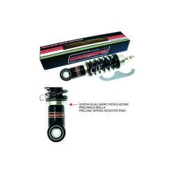 Ammortizzatore anteriore Hitech Carbone nero per Vespa 50, 90, Primavera, ET3 e PK50. Doppio effetto e precarico regolabile.