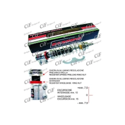 Carbone HiTech 6022.003/H anteriore cromato per Vespa PX, T5 e LML Star: doppio effetto, precarico e interasse regolabile 315-330 mm.