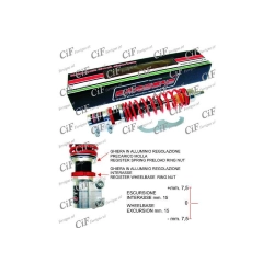 Ammortizzatore anteriore Carbone Hi-Tech 6022.003/HR per Vespa PX, PE, T5 e LML Star: olio-gas, interasse 315-330 mm e precarico regolabile.