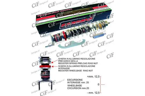 Ammortizzatore posteriore Carbone Hi-Tech cromato, interasse 340-365 mm e precarico regolabile, per Vespa e LML Star 2T compatibili.
