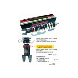 Ammortizzatore posteriore regolabile CARBONE HI TECH NERO per Vespa ruote da 10"