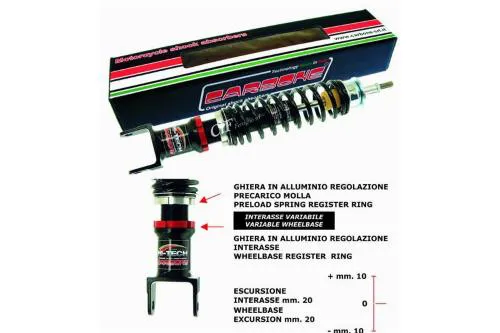 Ammortizzatore posteriore regolabile CARBONE HI TECH NERO per Vespa PK