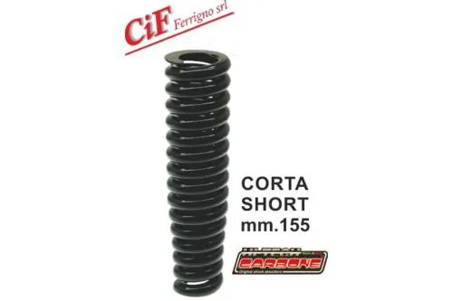 Molla anteriore Carbone nera da 155 mm, filo 9 mm e rigidità maggiorata del 25% per Vespa VM, VN, VNA, VNB, VL, VB1, VBA e VBB.