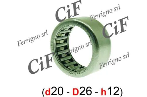 Astuccio a rulli CIF 5819 20x26x12 mm per albero ruota lato ganasce su Piaggio Ciao, Bravo, Si e Boxer compatibili. Equivalente Piaggio 131509.
