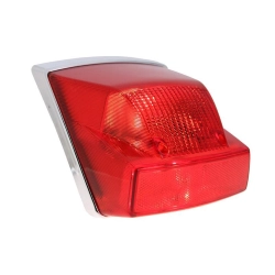 Fanale posteriore SIEM RP80 per Vespa PX MY e Millenium, con cornice cromata, guarnizione e due portalampada BA15s. Riferimenti 583081 e 58269R.