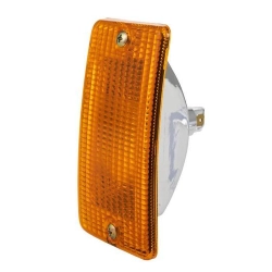 Freccia completa SIEM 246480505 anteriore destra per Vespa PK XL, Rush, N, FL, FL2 e HP compatibili, con lente arancione e corpo nero.