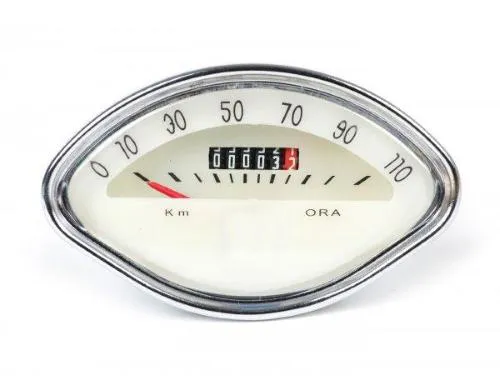 Contachilometri scala 110km/h tipo originale per Vespa 180 VSC "SS", 150 VBA/VBB/VSB1"GS"/GL/GT/VS5 "GS" SENZA LOGO PIAGGIO
