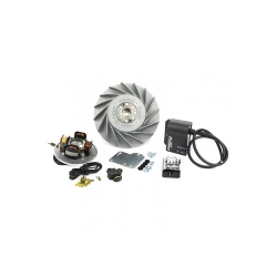 Pinasco Flytech Touring 26357738: accensione 12 V 90 W ad anticipo variabile, cono 17, volano 1,6 kg e centralina Sparkey per Vespa Largeframe.