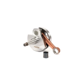 Albero motore BGM031121G per Vespa PX 125-150: corsa 60 mm, biella 105 mm, cono 20, valvola rotante e spinotto da 15 mm.