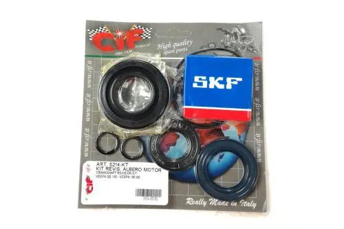 Kit CIF 5214-KT per revisione dell'albero motore Vespa GS 160 e 180 SS, completo di cuscinetti, paraoli e O-ring.
