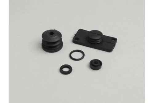 Kit guarnizioni Grimeca 5900007 per pompa freno semi-idraulica Vespa PX dal 1982, T5 125 e PK XL. Quote di tenute e O-ring indicate per il confronto.