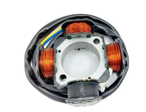 Statore VMC senza piattello con collegamenti IDM, uscita AC per regolatore e linea di ricarica batteria tramite raddrizzatore.