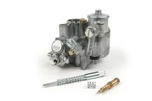Carburatore BGM PRO BGM8573 Faster Flow SI26/26E senza miscelatore per Vespa PX e Largeframe, con passaggi benzina ottimizzati e GTIN 4250366615738.