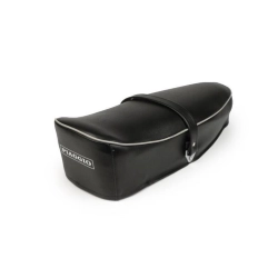 Spring-loaded two-seater saddle without lock with Piaggio logo for Vespa 50 - Primavera - ET3