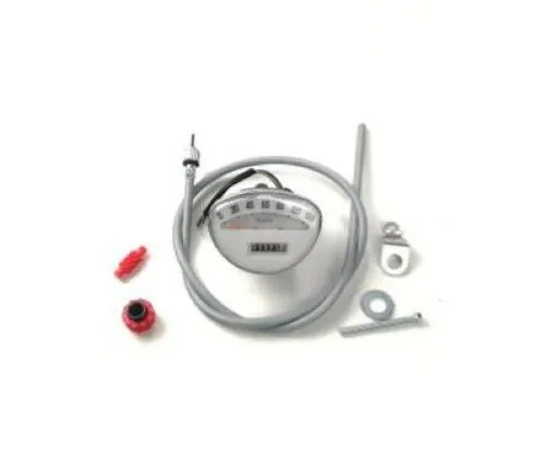 Kit contachilometri Olympia fondo bianco e cornice cromata per Vespa 125 Primavera ed ET3, completo di trasmissione e ingranaggi.
