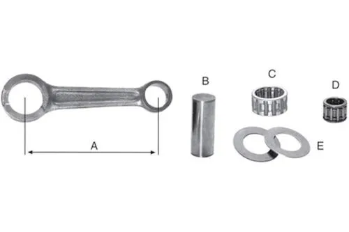 Kit biella Mazzucchelli BCO0500 da 110 mm con spinotto 16 mm, cuscinetti e rasamenti per Vespa GS 160 seconda serie e 180 SS.