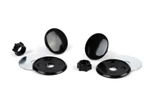 Coppia di tappi per chiudere i fori specchietto sul coprimanubrio Vespa PX e PK. Verificare profilo e diametro delle aperture.