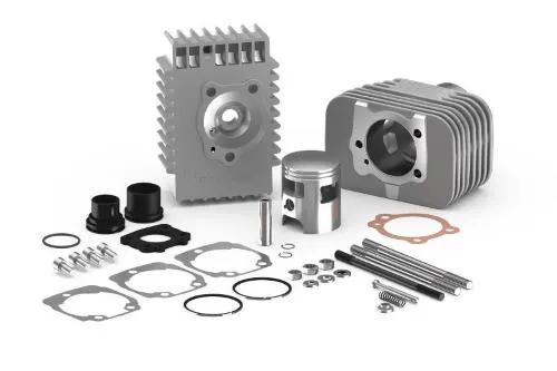 Gruppo termico Malossi BIG D.E.P.S. 3118052 in alluminio, Ø47 mm, 74,6 cc, corsa 43 mm e spinotto Ø10 mm per ciclomotori compatibili.