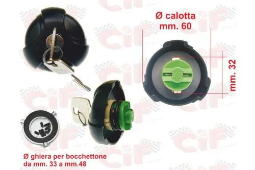 Fuel tank cap with lock for Ciao, SI, Bravo, Ape 1st series (metal tank)