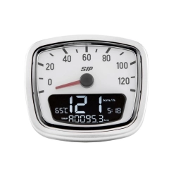 Contachilometri e contagiri SIP PERFORMANCE 50002200 per Vespa VNA/VNB, scala 120 km/h, 12.000 giri/min e quadrante bianco.