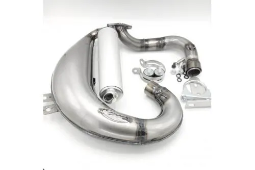 Marmitta racing VMC TORK-S 002098 per Vespa Special e PK, collettore Ø32 mm e flangia per interassi 52, 56 e 62 mm.