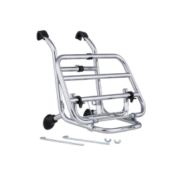 Portapacchi anteriore cromato con porta tanica benzina per Vespa PX - PE - LML - GT - GTR - GL - TS - GS - Rally
