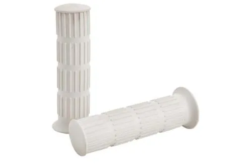 Coppia manopole bianche di qualità premium da 120 mm per tubi 24/24 mm. Compatibili con Vespa 50 Special, Primavera 125 ed ET3.