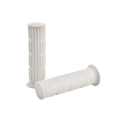 Coppia manopole bianche di qualità premium da 120 mm per tubi 24/24 mm. Compatibili con Vespa 50 Special, Primavera 125 ed ET3.