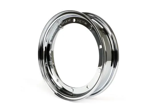 Cerchio scomponibile BGM Original 5800007 in acciaio cromato 2.10-10, per uso anteriore o posteriore su Vespa e LML compatibili.