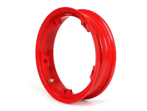 Cerchio BGM PRO BGM7987 in alluminio rosso 2.10-10, tubeless con doppio hump, valvola metallica e sei dadi inclusi, per Vespa classiche con mozzo da 10 pollici compatibile; solo pneumatici TL.