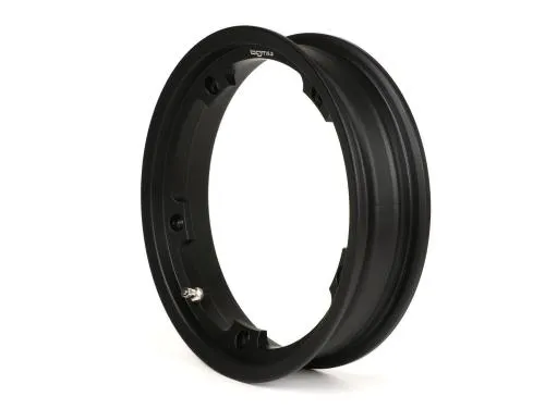 Cerchio BGM PRO BGM7988 tubeless in alluminio nero 2.10-10, doppio hump e attacco tipo PX, per Vespa e LML compatibili.