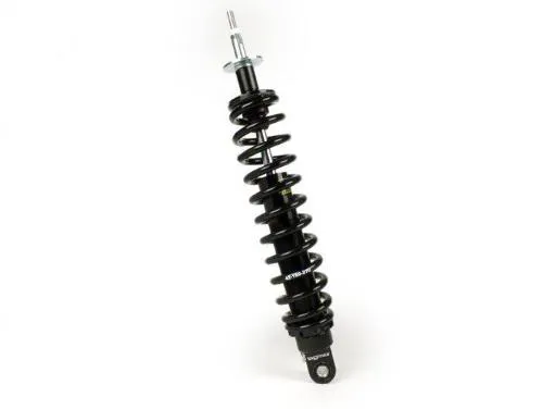 Ammortizzatore posteriore BGM PRO SC/R1 Sport BGM7752B, lunghezza 360 mm, per Vespa Primavera e Sprint moderne 125-150. Corpo in alluminio anodizzato nero, stelo 13,5 mm e precarico molla regolabile.