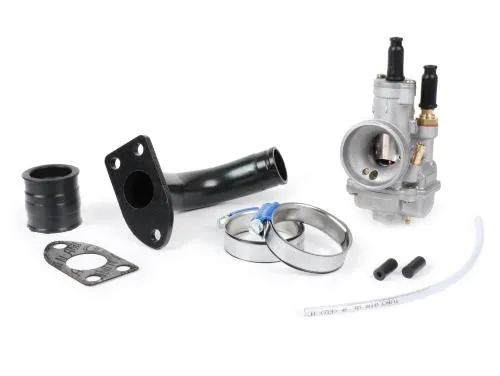 Kit aspirazione BGM PRO Ø24 mm con carburatore Polini CP23 per Vespa GS150 VS2-VS5, GS2 VD1TS e GS3 VD2TS, con montaggio a tre fori.